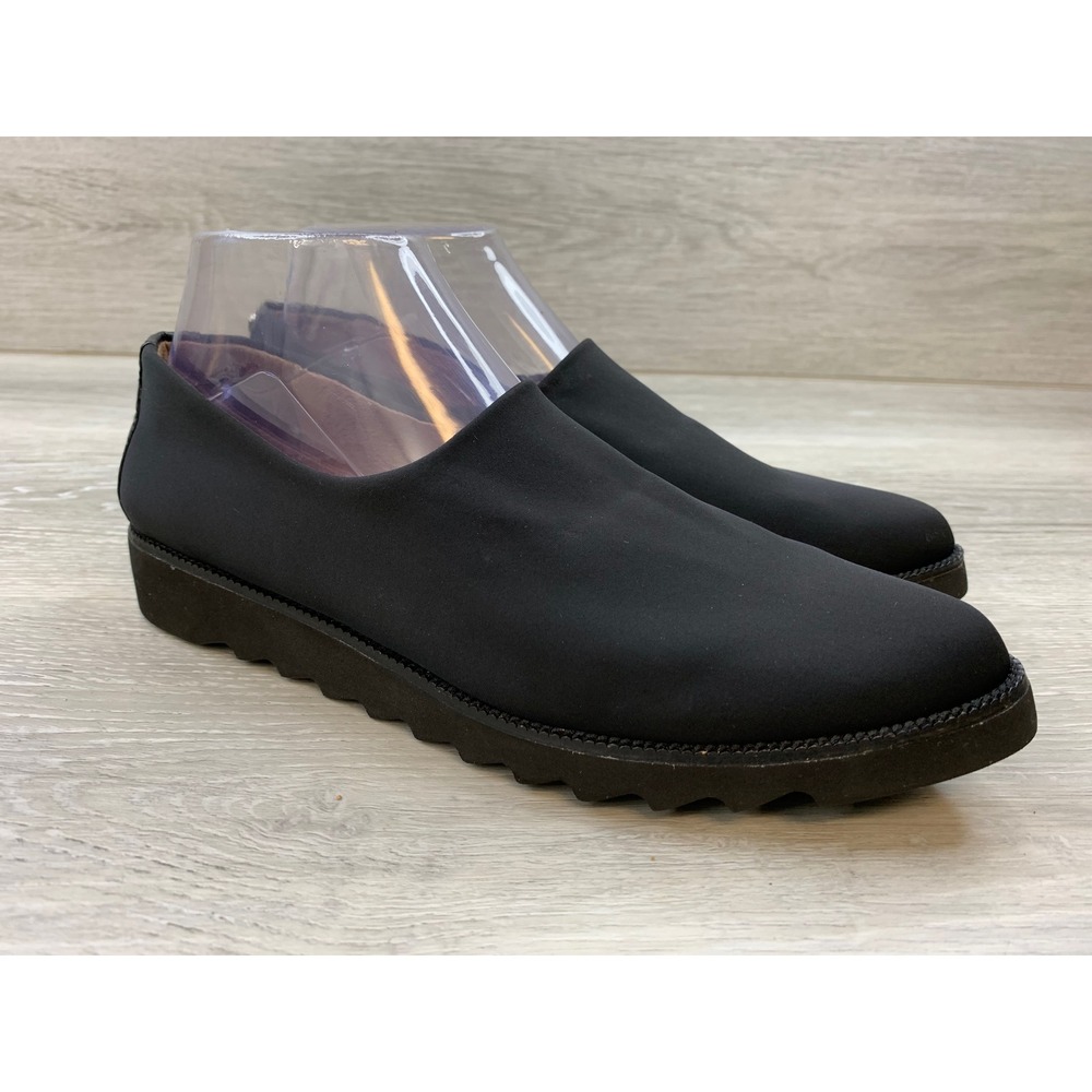 Donald J Pliner Women's Black Textile Leather Wedge Loafers Shoes Women's 7.5